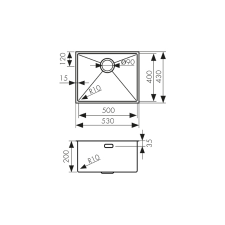 KSM-5345 Мойка из нержавеющей стали KAISER 530x430x200